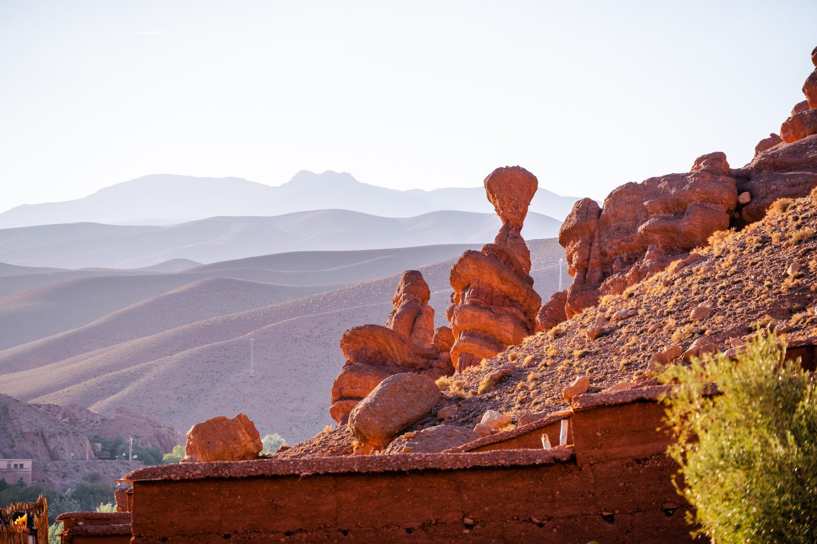 Nature, rocks and mountains in Dades Gorge Morocco during sunset. High quality photo